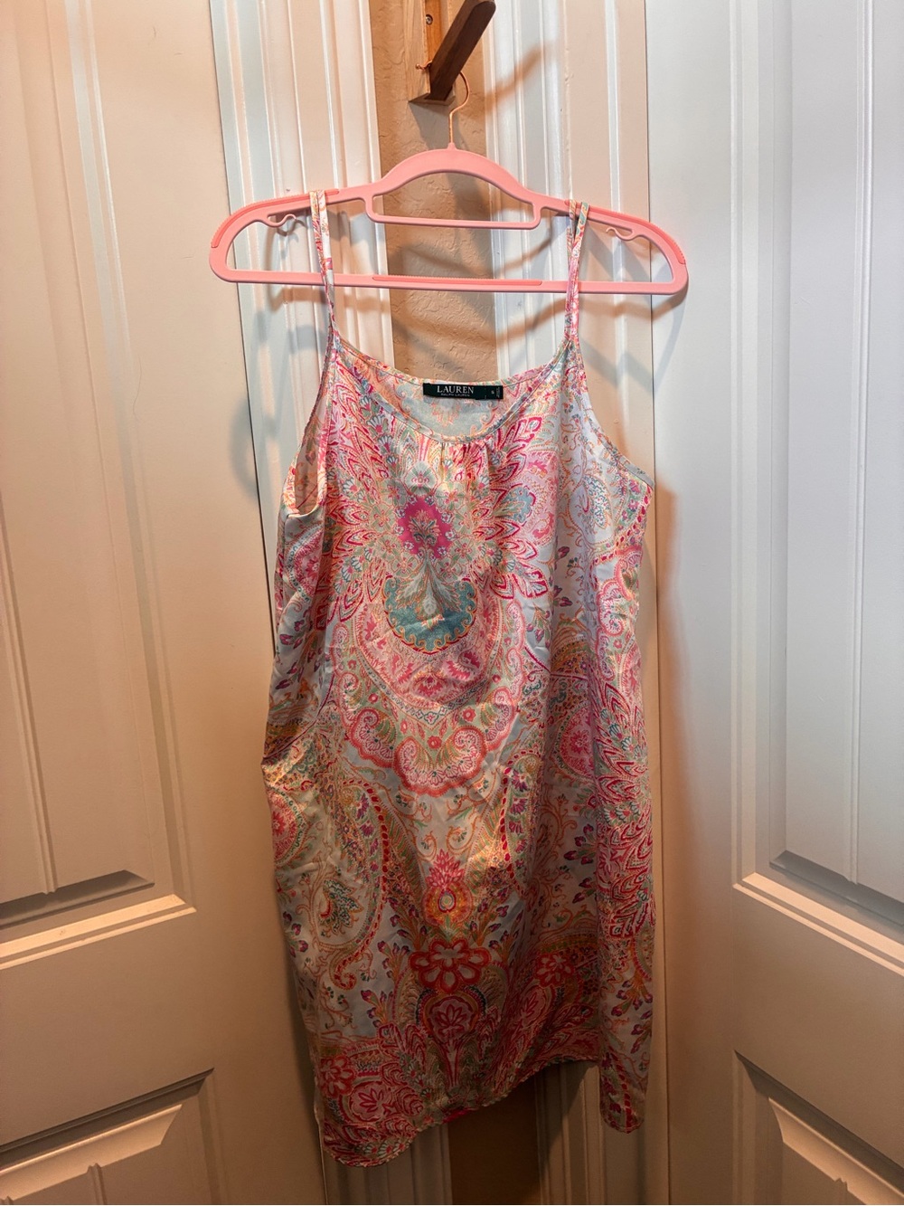 Ralph Lauren Pink Multicolor Paisley Shortie Nightgown